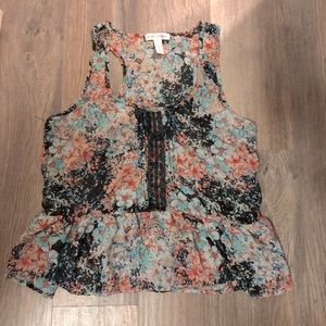 Sheer floral summer tank blouse